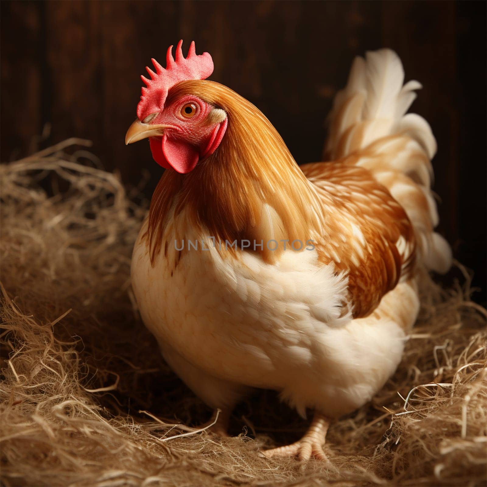 chicken in a chicken coop on a bio farm. free-range birds. concept of eco-farms and agriculture.Generative AI
