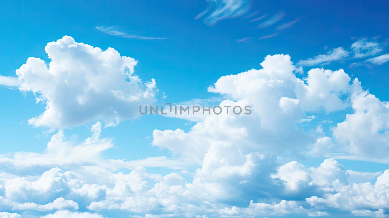 Aerial view of Blue sky and Cloud Top view from airplane window,Nature background.Generative AI
