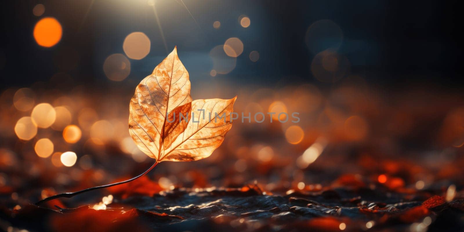 autumn background with frozen yellow leaf covered with ice.Generative AI