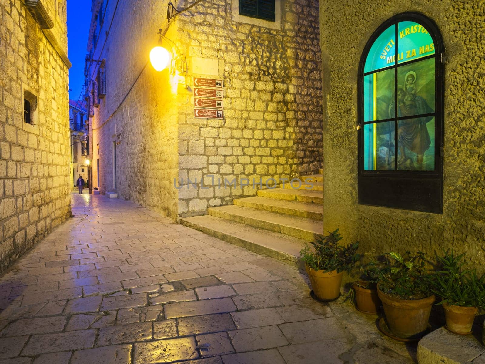 Beautiful Mediterranean street in the old town of Sibenik