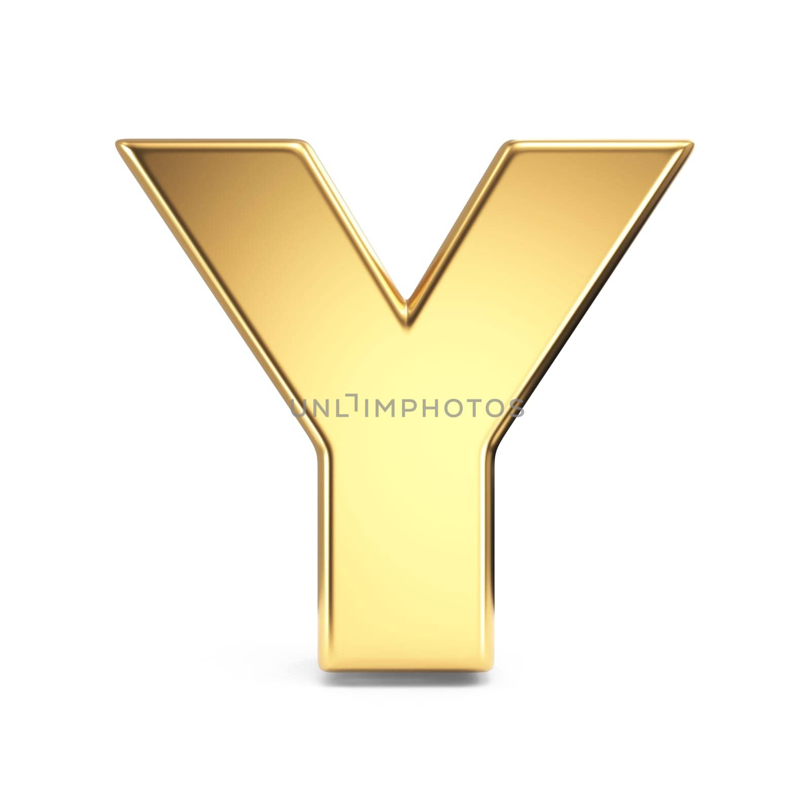 Simple gold font Letter Y 3D rendering illustration isolated on white background