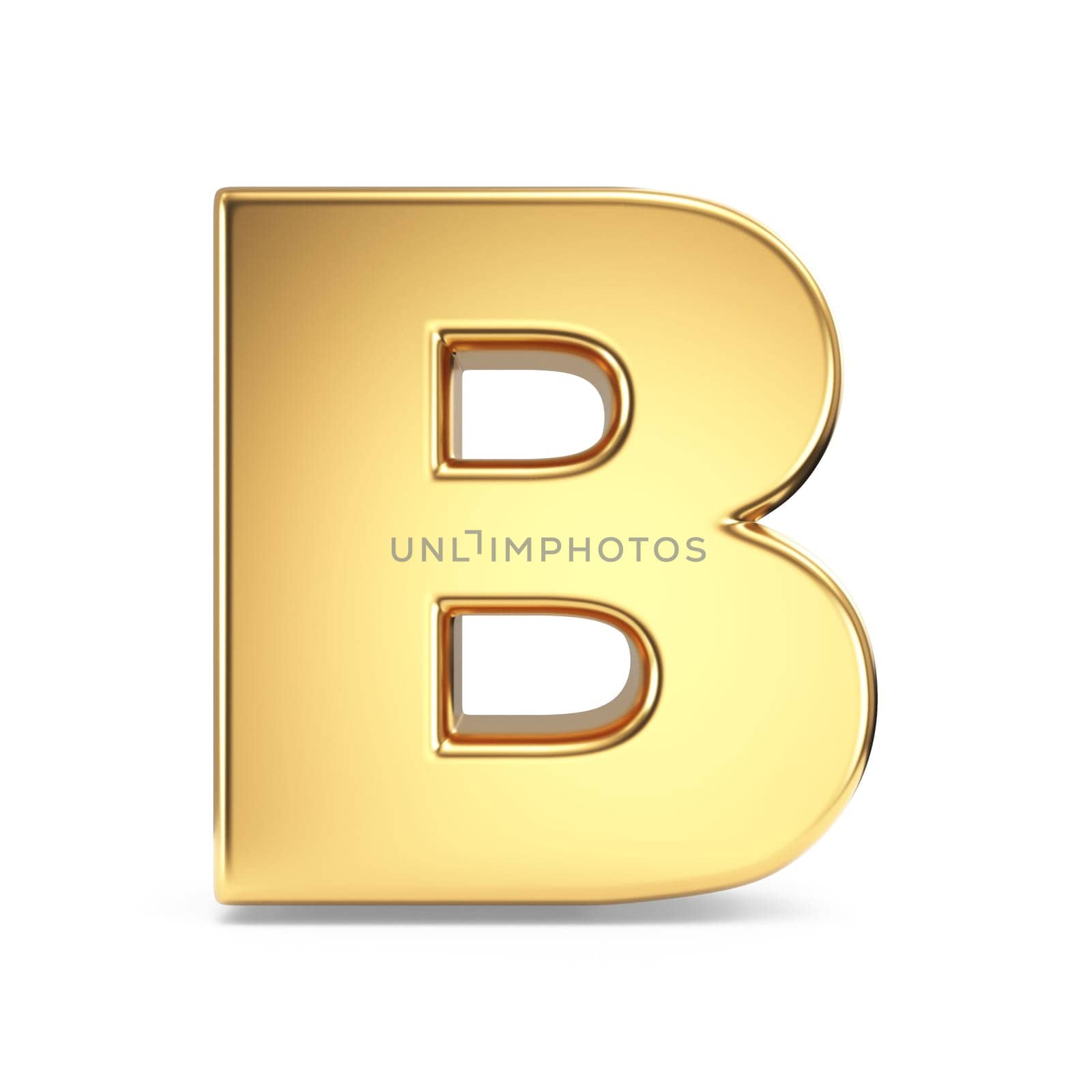 Simple gold font Letter B 3D rendering illustration isolated on white background