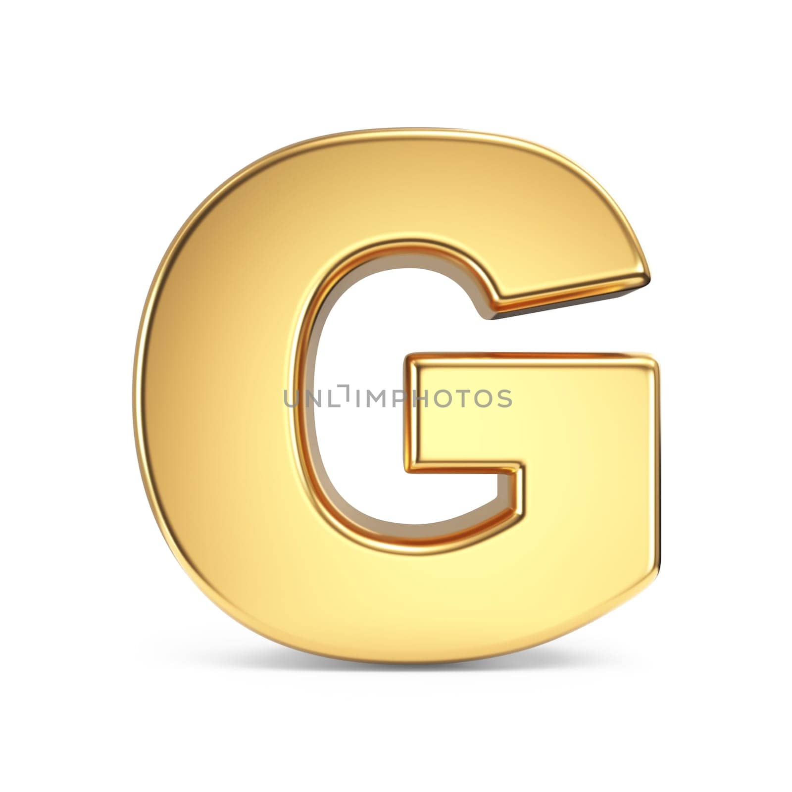 Simple gold font Letter G 3D rendering illustration isolated on white background