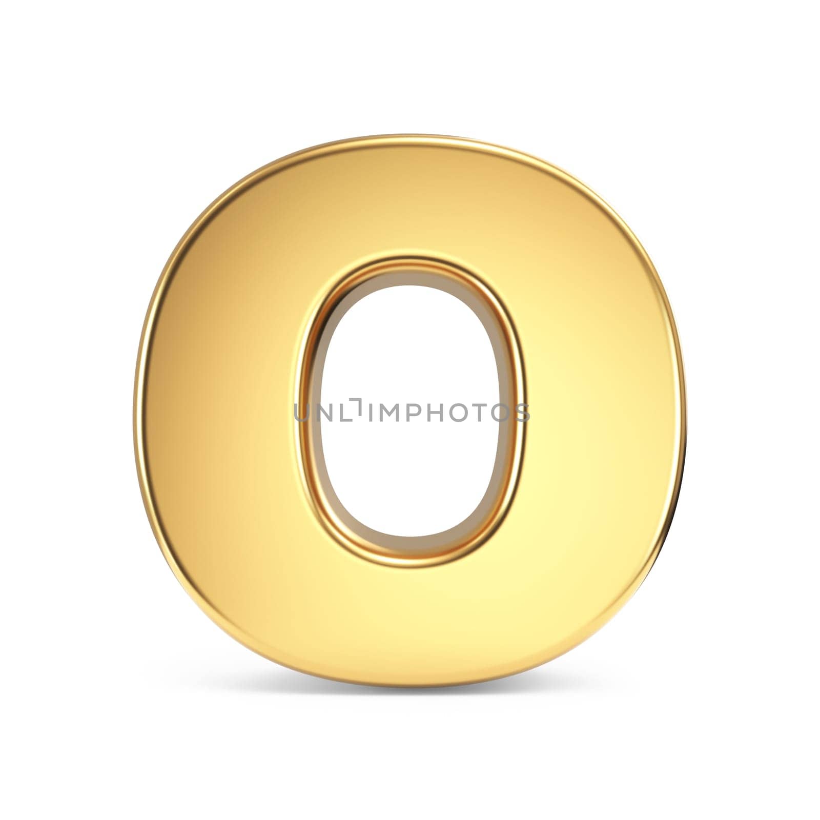 Simple gold font Letter O 3D rendering illustration isolated on white background