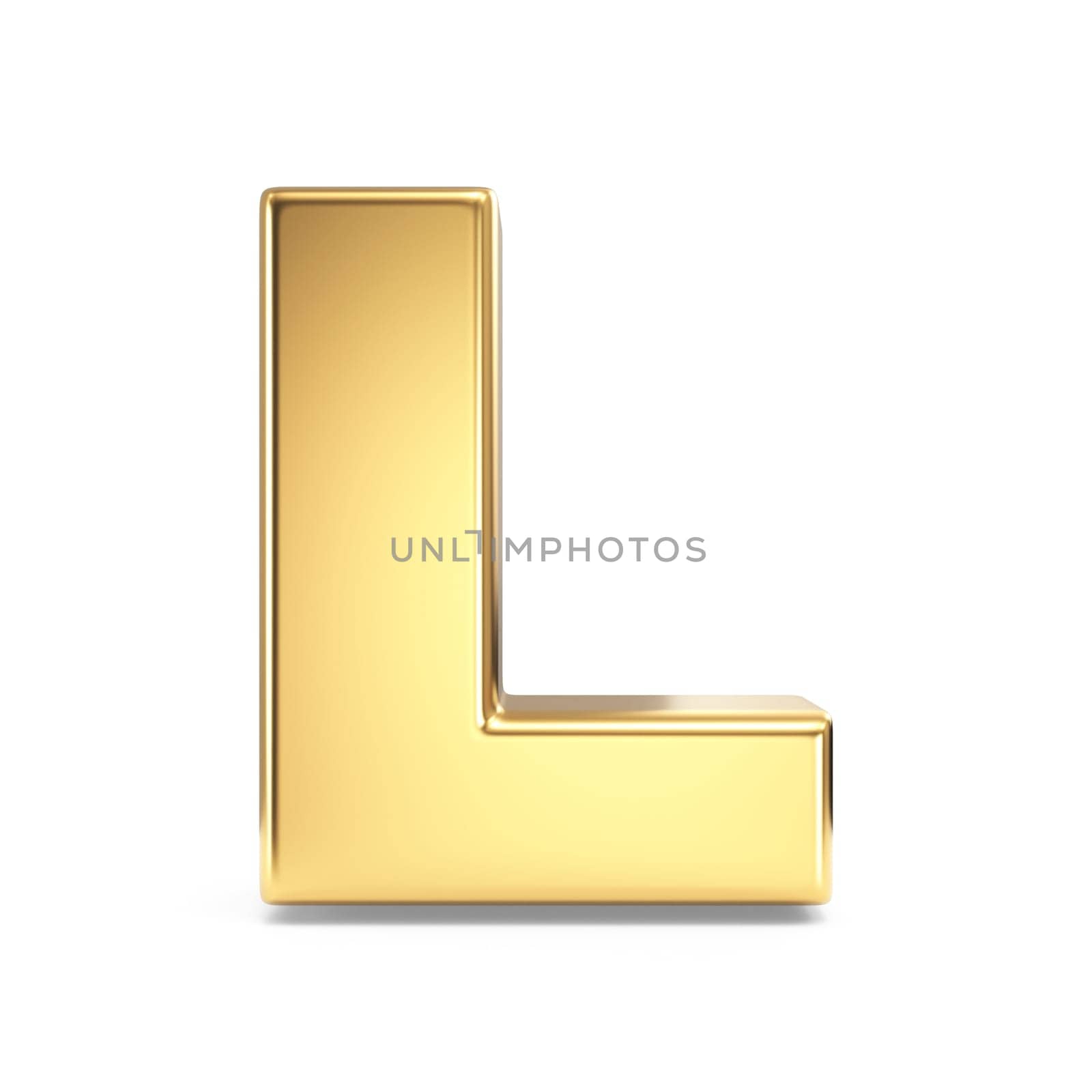 Simple gold font Letter L 3D rendering illustration isolated on white background