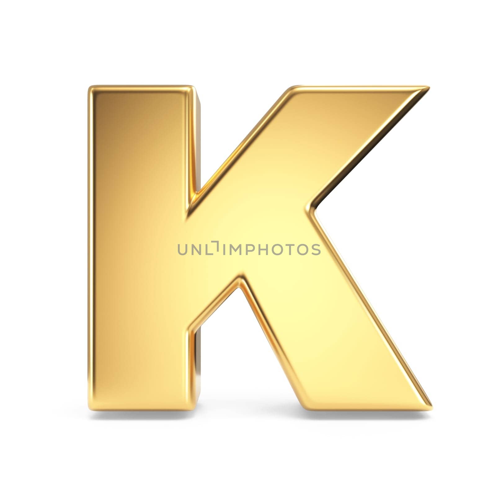 Simple gold font Letter K 3D rendering illustration isolated on white background