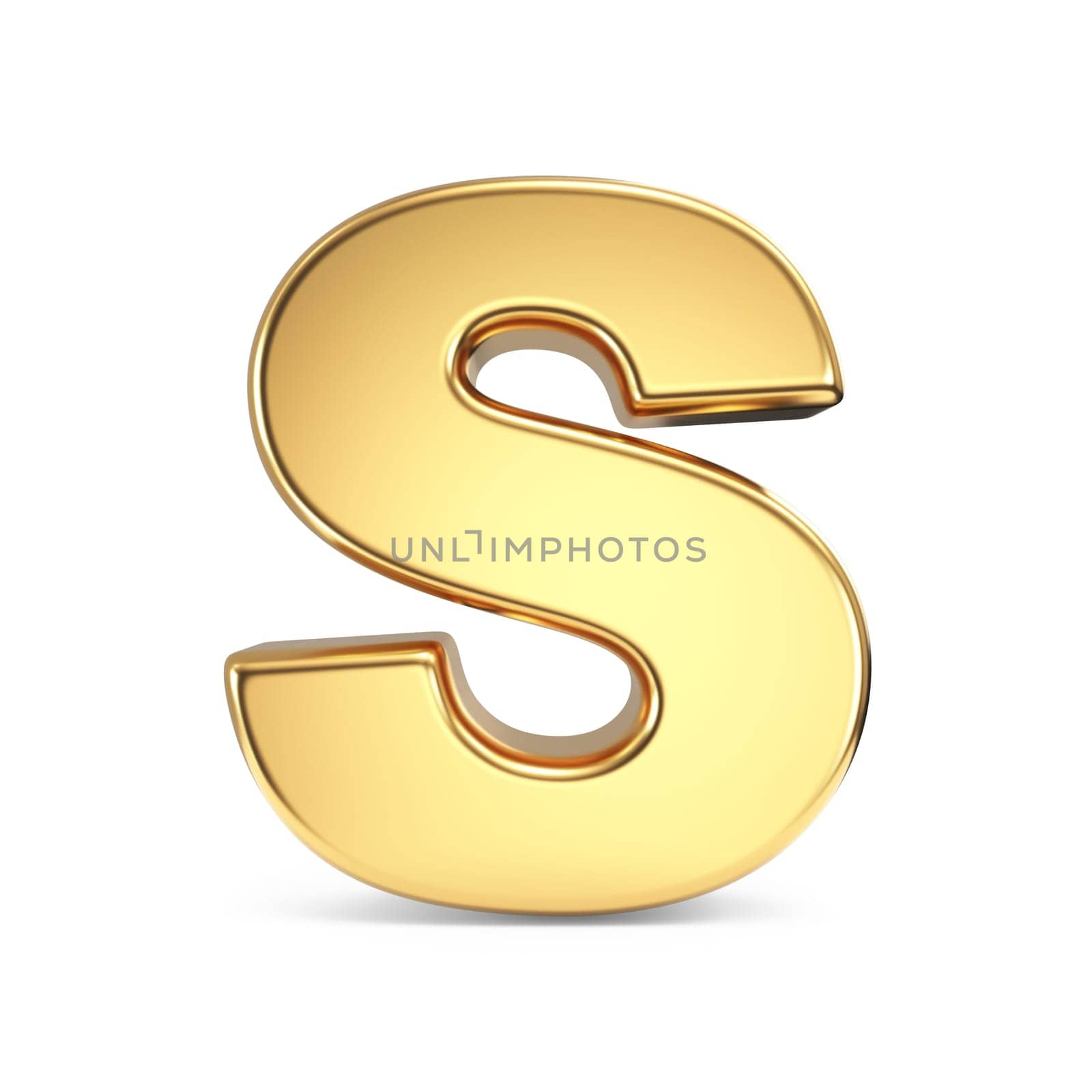 Simple gold font Letter S 3D rendering illustration isolated on white background