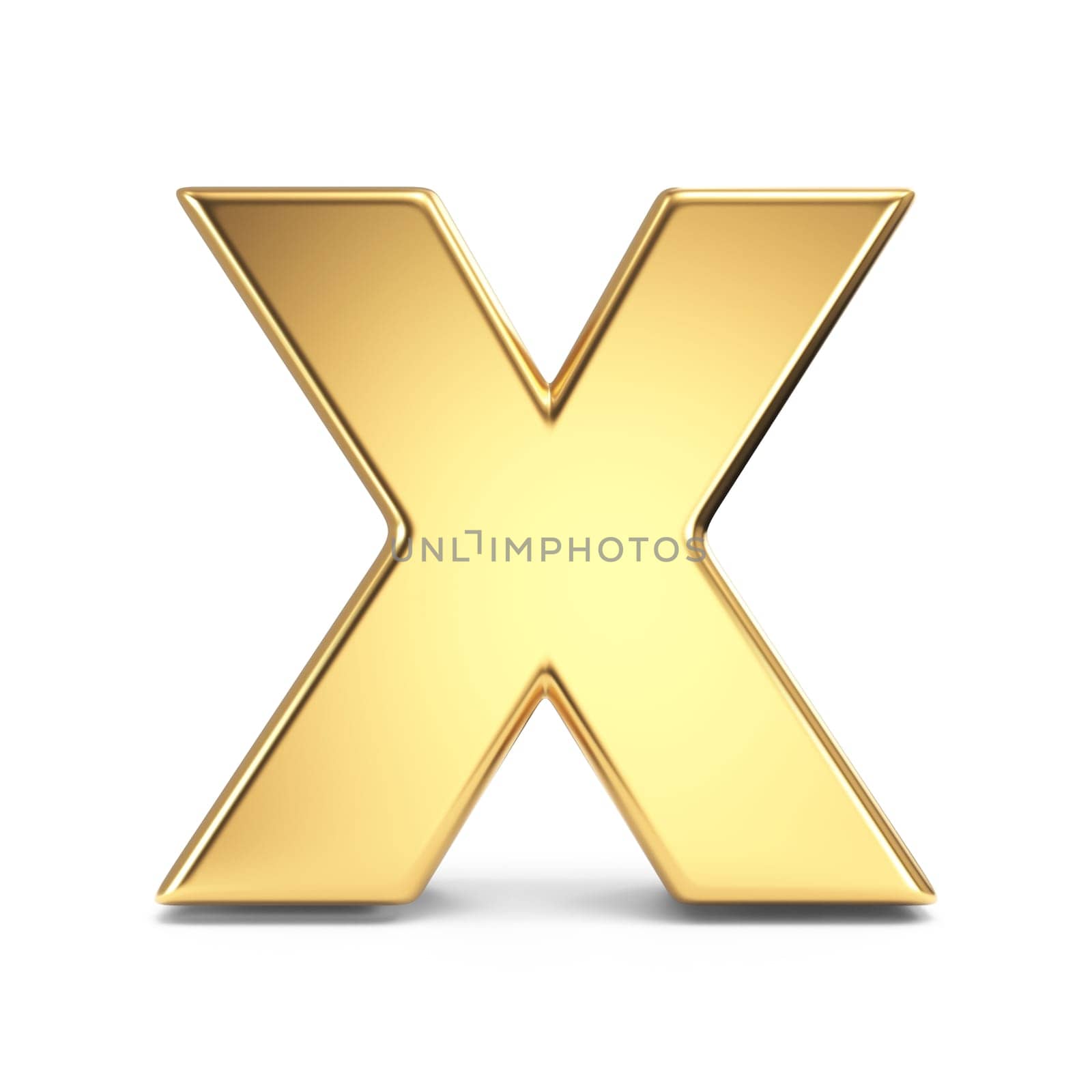 Simple gold font Letter X 3D rendering illustration isolated on white background