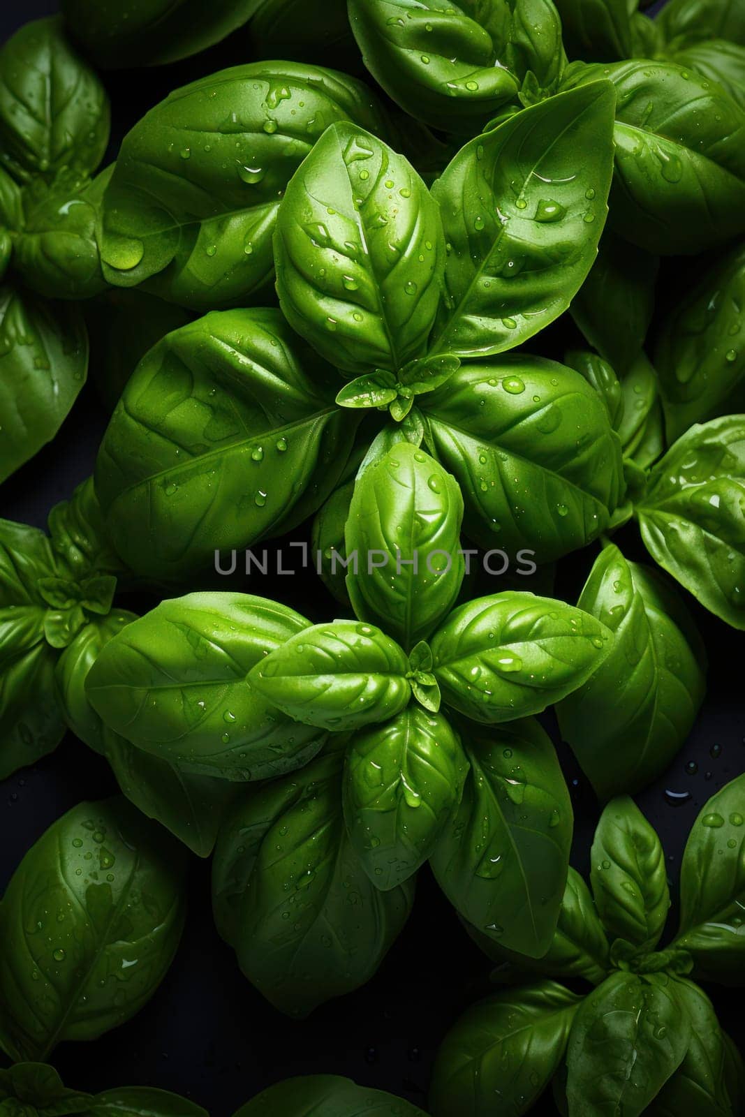 Group of basil leaves forming a background.  food background.Generative AI