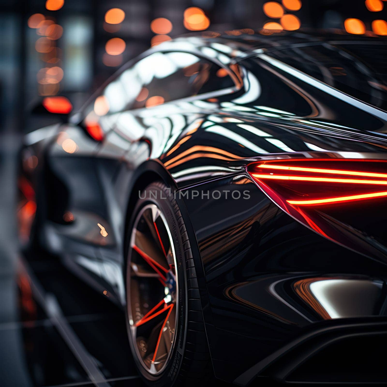 Abstract metal background.Decorative element of a futuristic car model.Generative AI