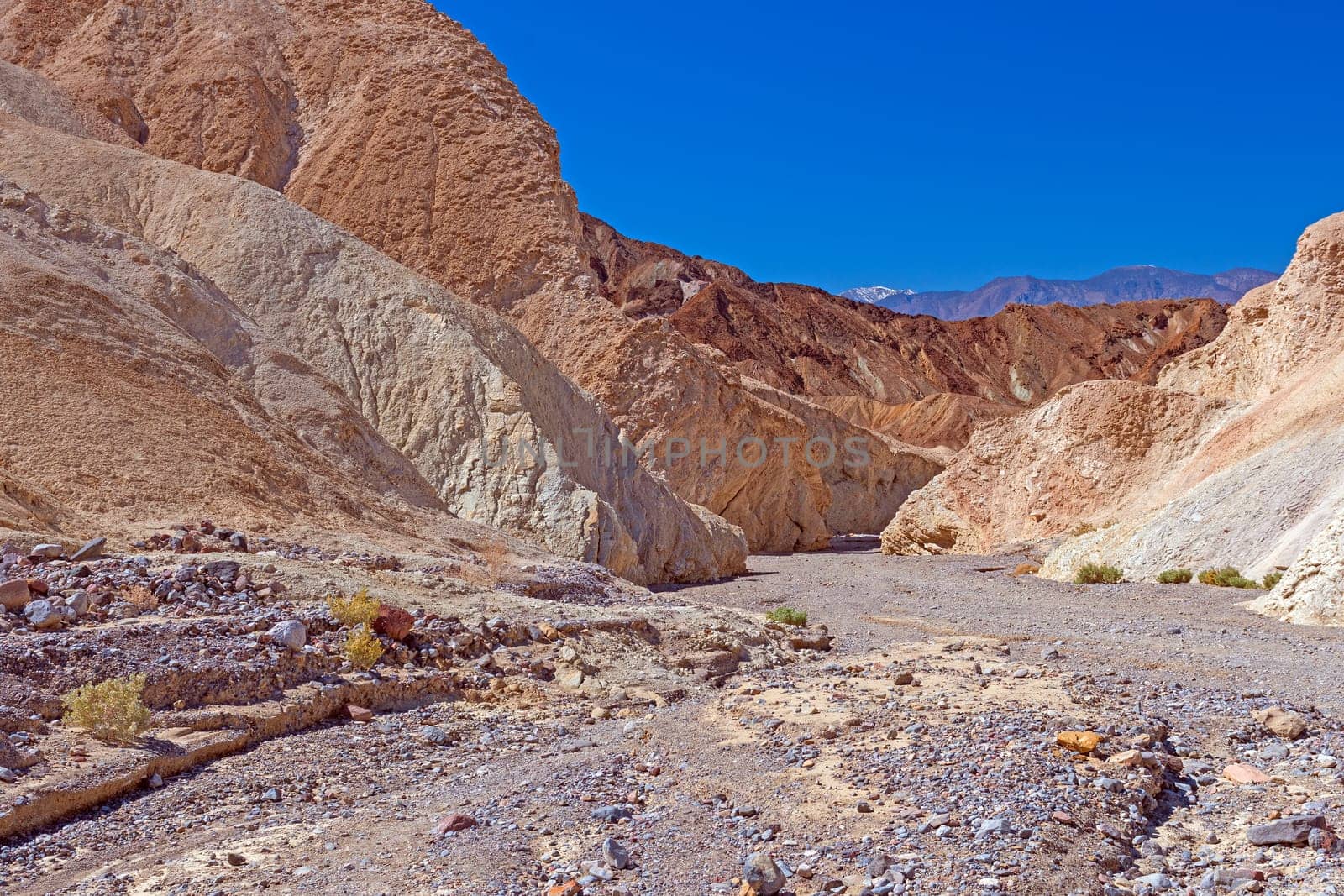 Stream Bed Deposits in a Colorful Canyon by Zabriskie Point in Death Valley National Park in California