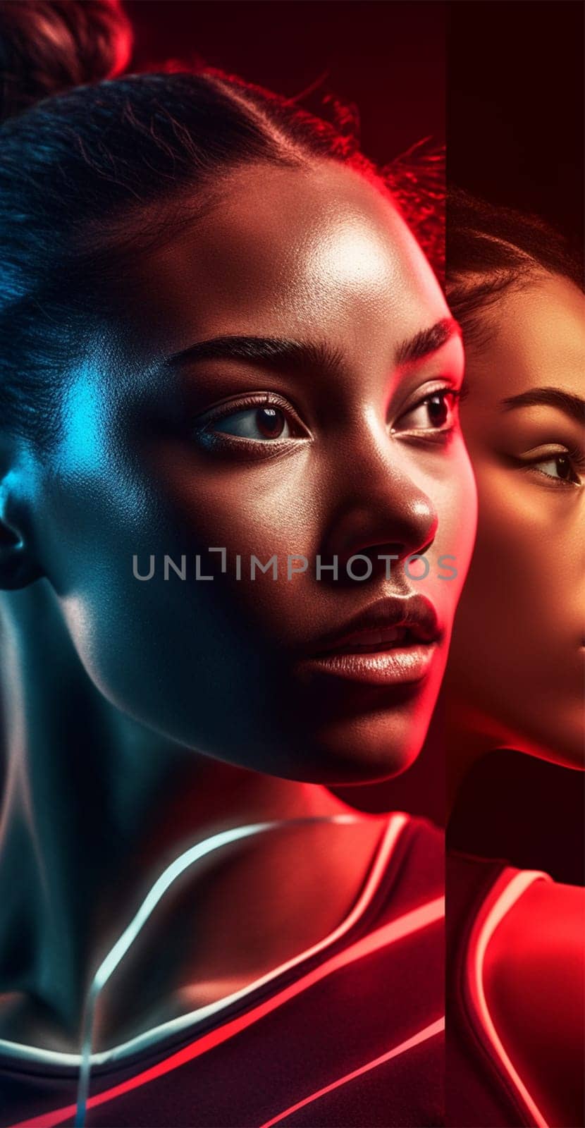 stylish sports poster in red and blue shades.Generative AI