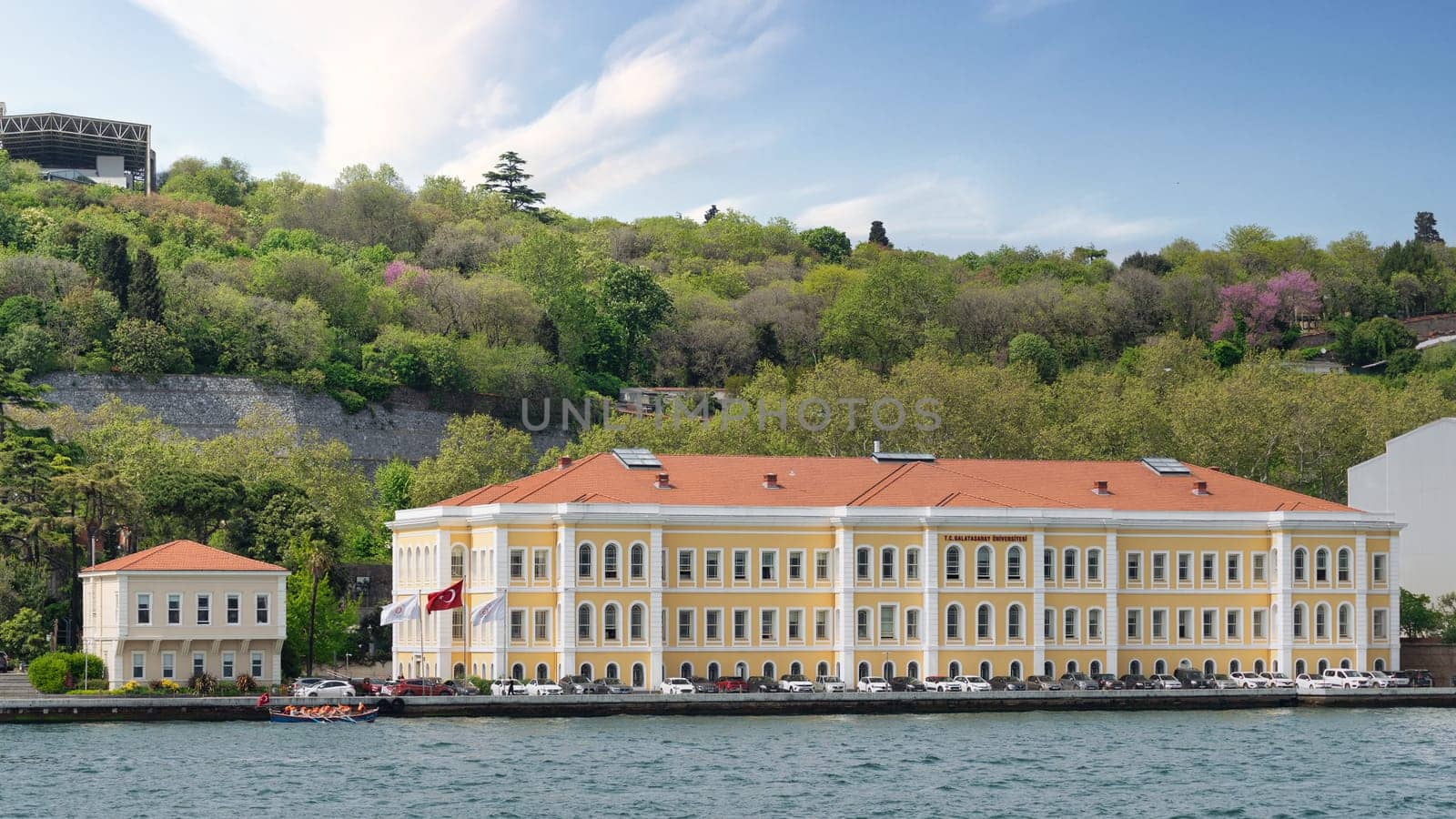 Istanbul, Turkey - May 8 2023: Galatasaray University in Ortakoy district, located on the shores of the Bosphorus Strait offering stunning views of the city