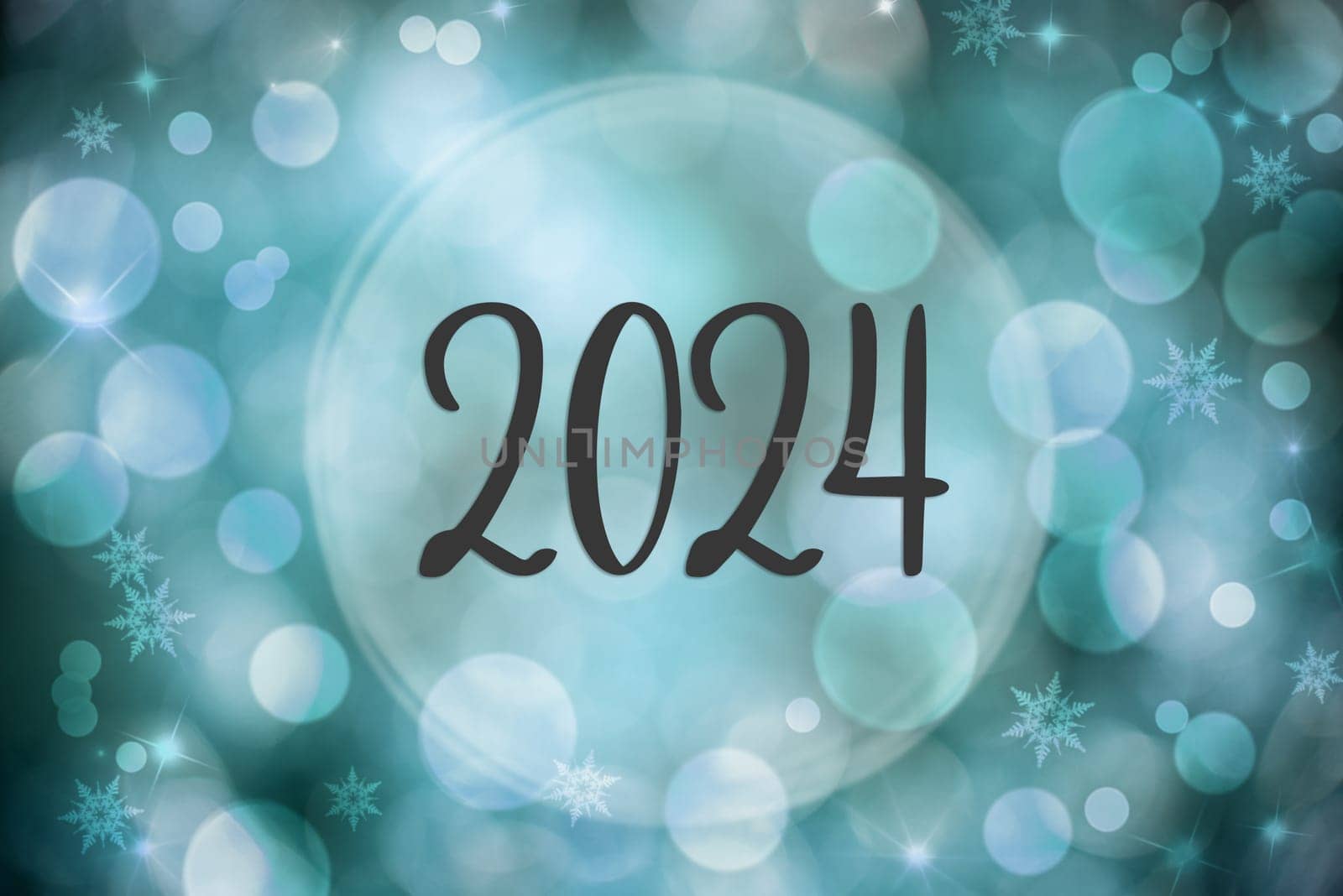 Blue Christmas Background, Blurry and Bokeh Festive Background With Text 2024