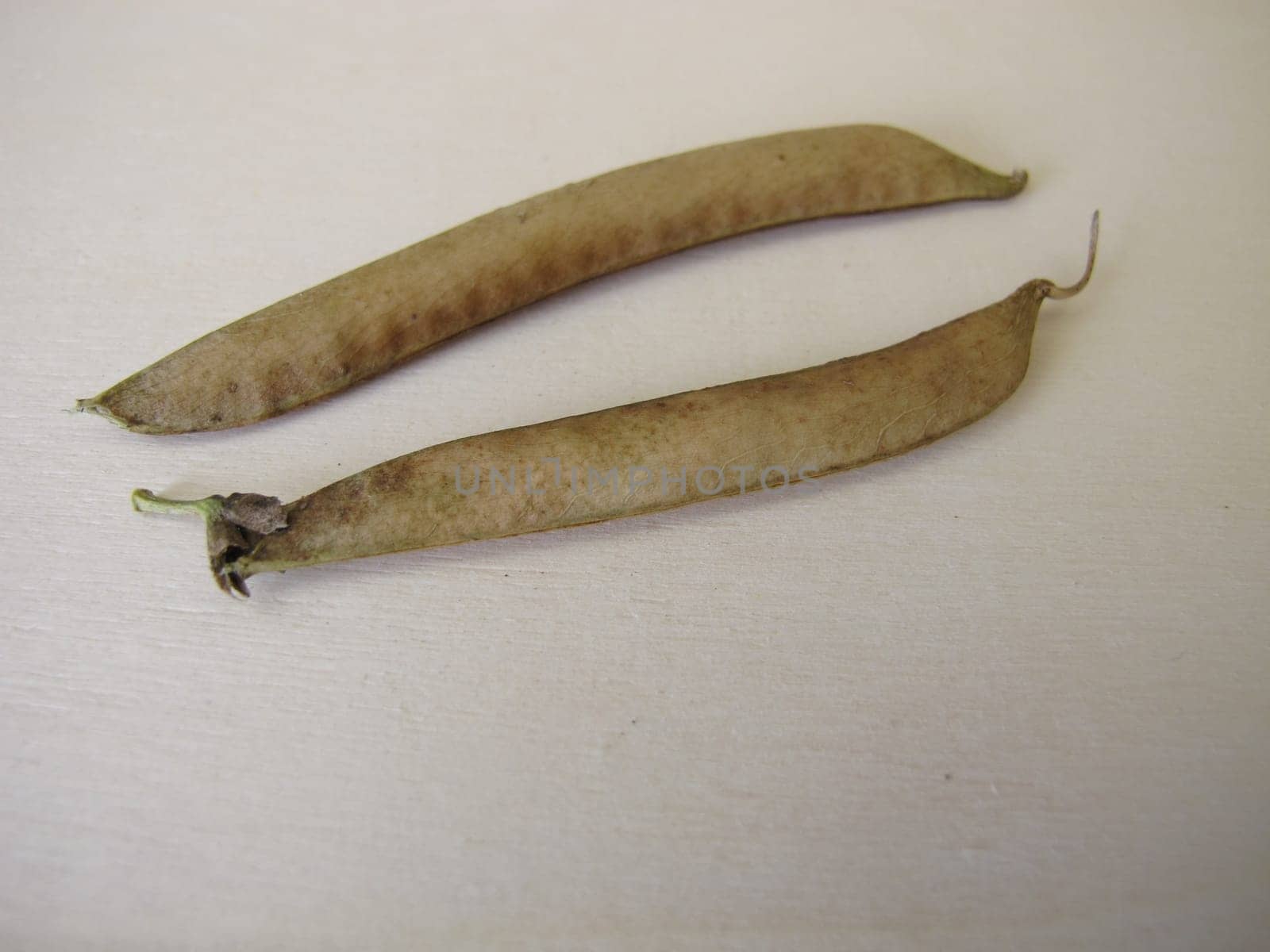 Ripe sweet pea pods on a wooden board