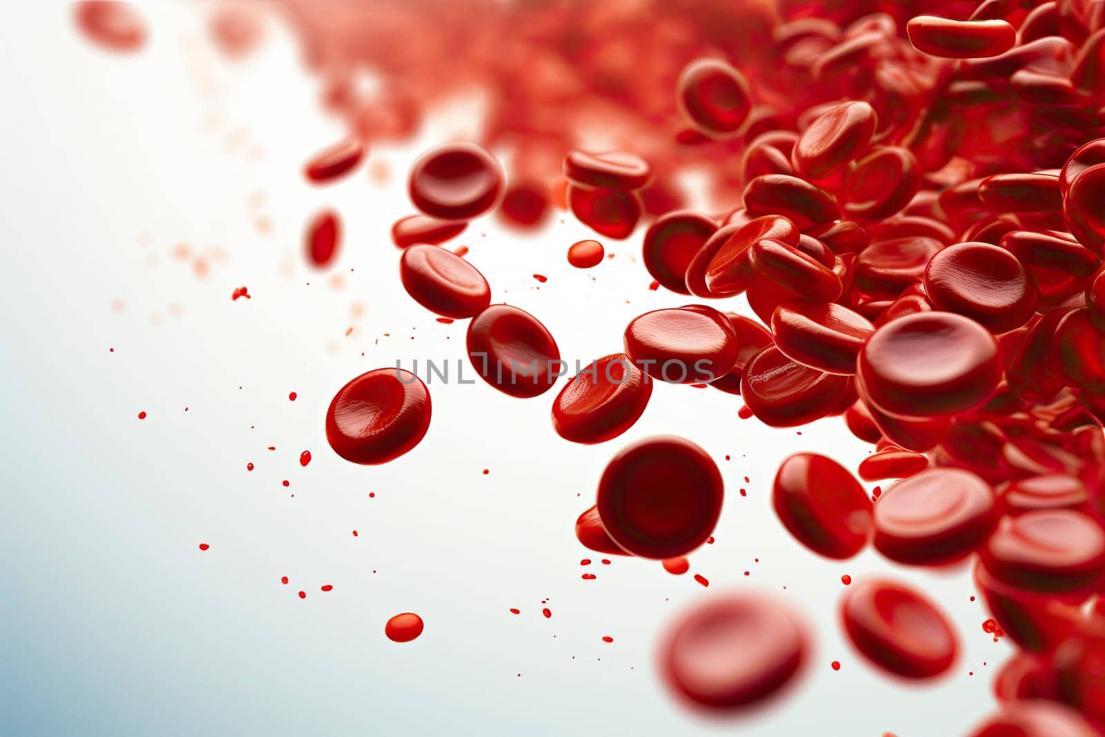 super macro scene with blood red corpuscles into the artery, 3d rendering