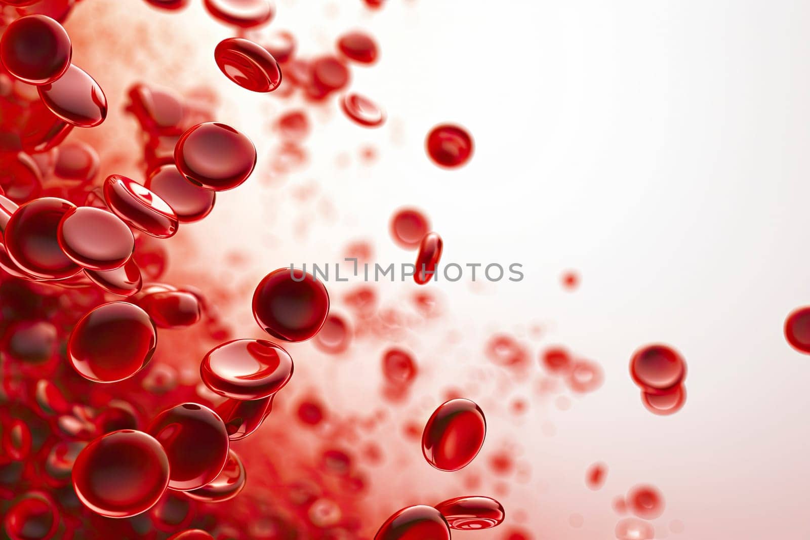super macro scene with blood red corpuscles into the artery, 3d rendering