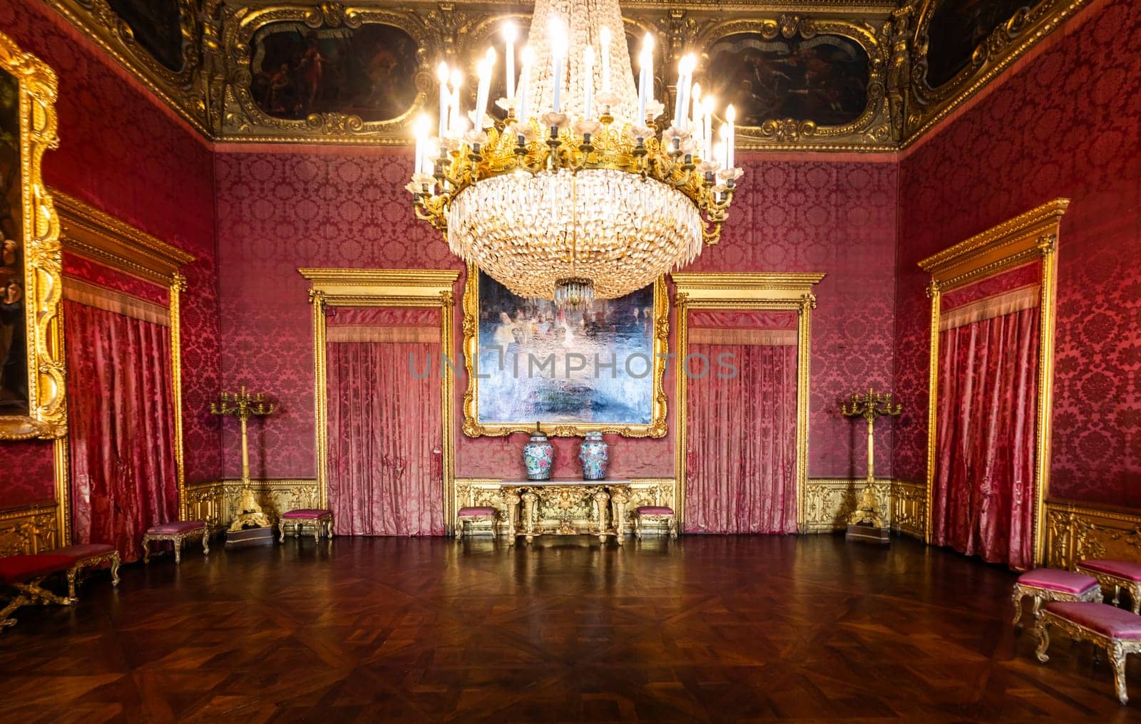 Turin, Italy - 22 April 2023: Royal Palace interior, luxury baroque building, historical castle