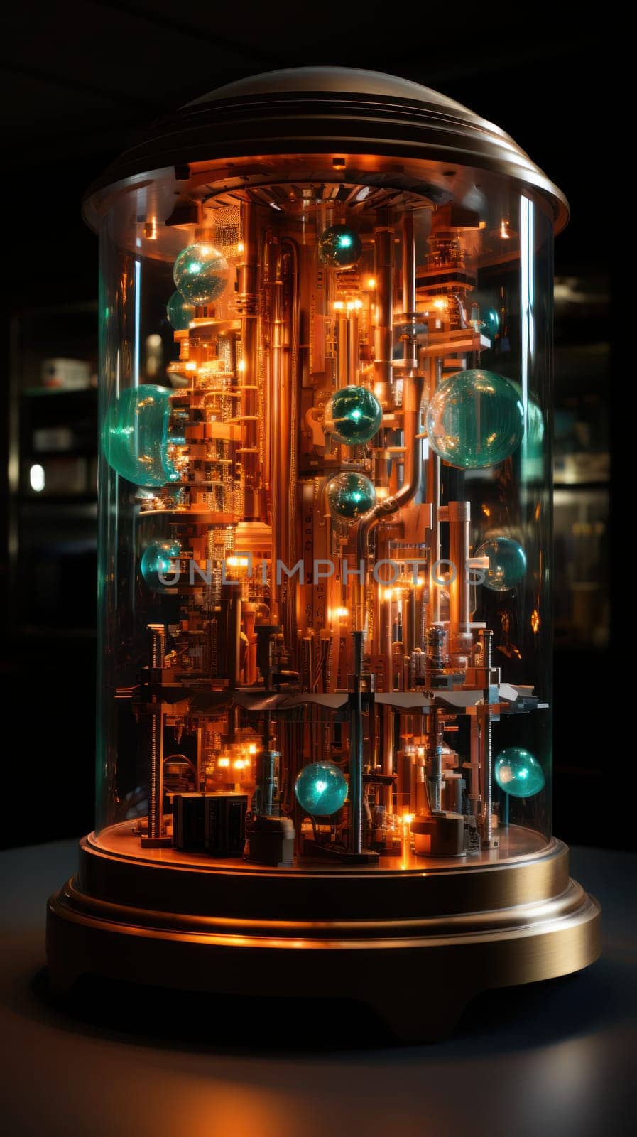 Quantum computer. Abstract quantum computing circuit with futuristic design.A fictional depiction of a quantum computer.Generative AI