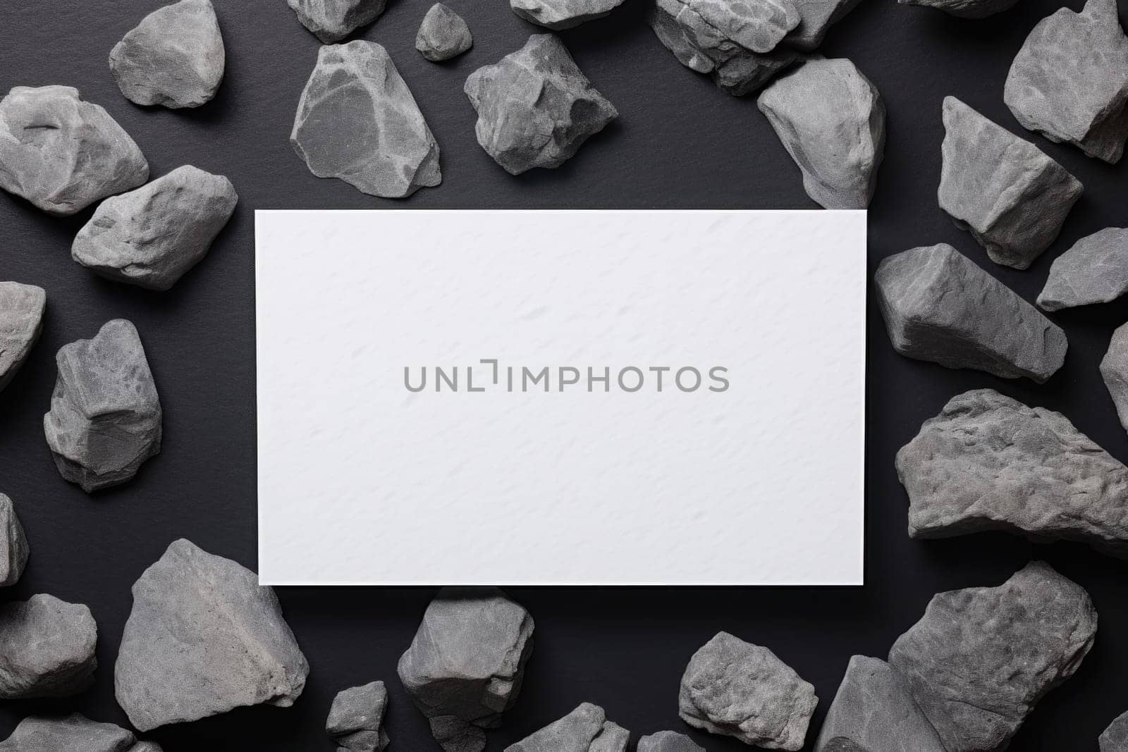 postcard mockup on a natural background of stones.Generative AI