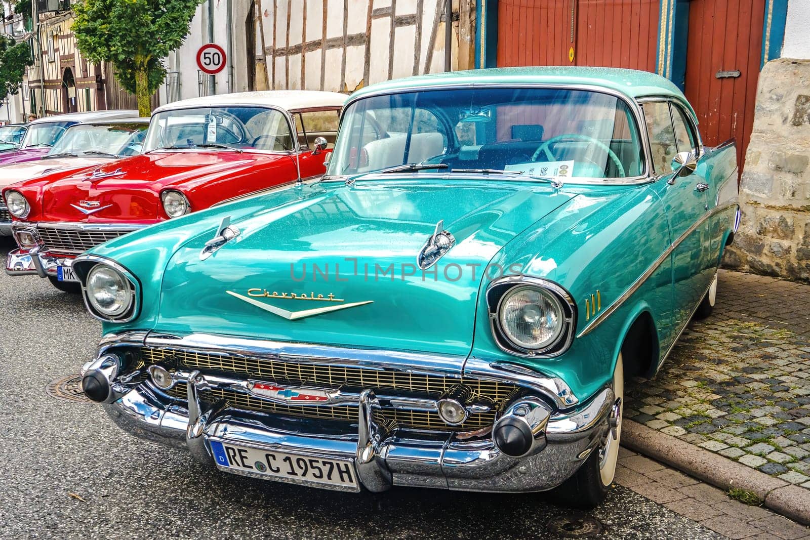 WETTENBERG, HESSE, GERMANY - 07 - 28 - 2023: Beautiful CHEVROLET Coupe on traditional Car Show in Krofdorf-Gleiberg, near Giessen, Hesse.
