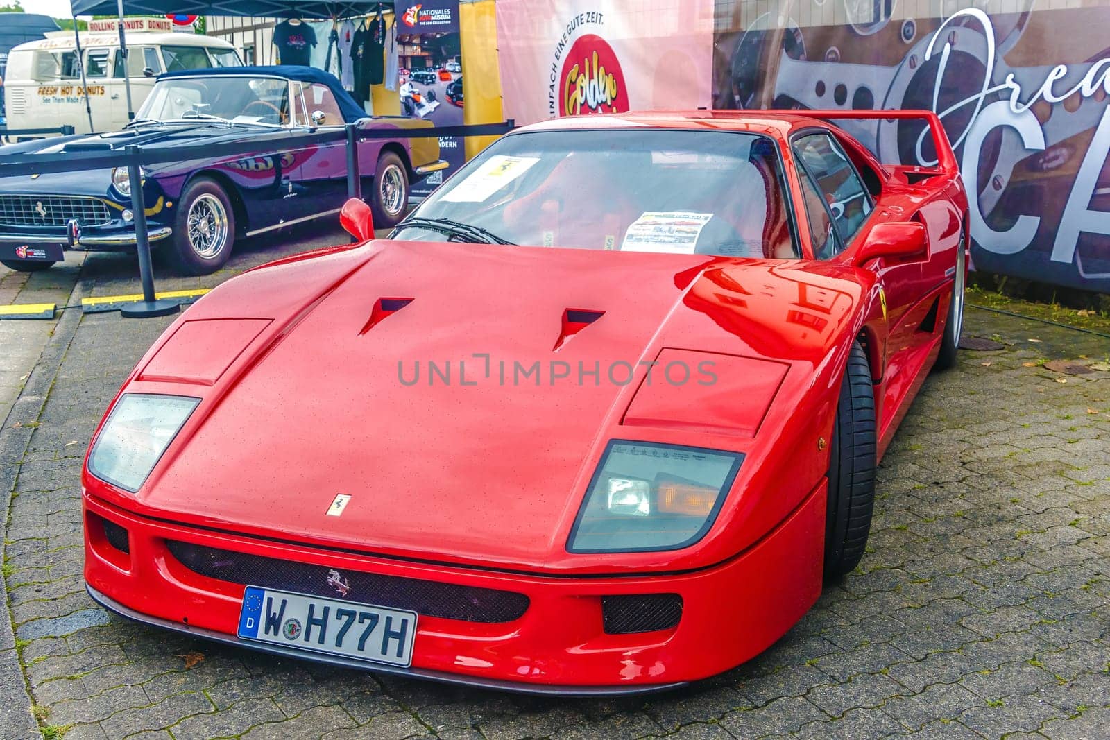 WETTENBERG, HESSE, GERMANY - 07 - 28 - 2023: Ferrari F40 Sports car from the eighties and nineties at a car show in Krofdorf-Gleiberg niear Giessen.