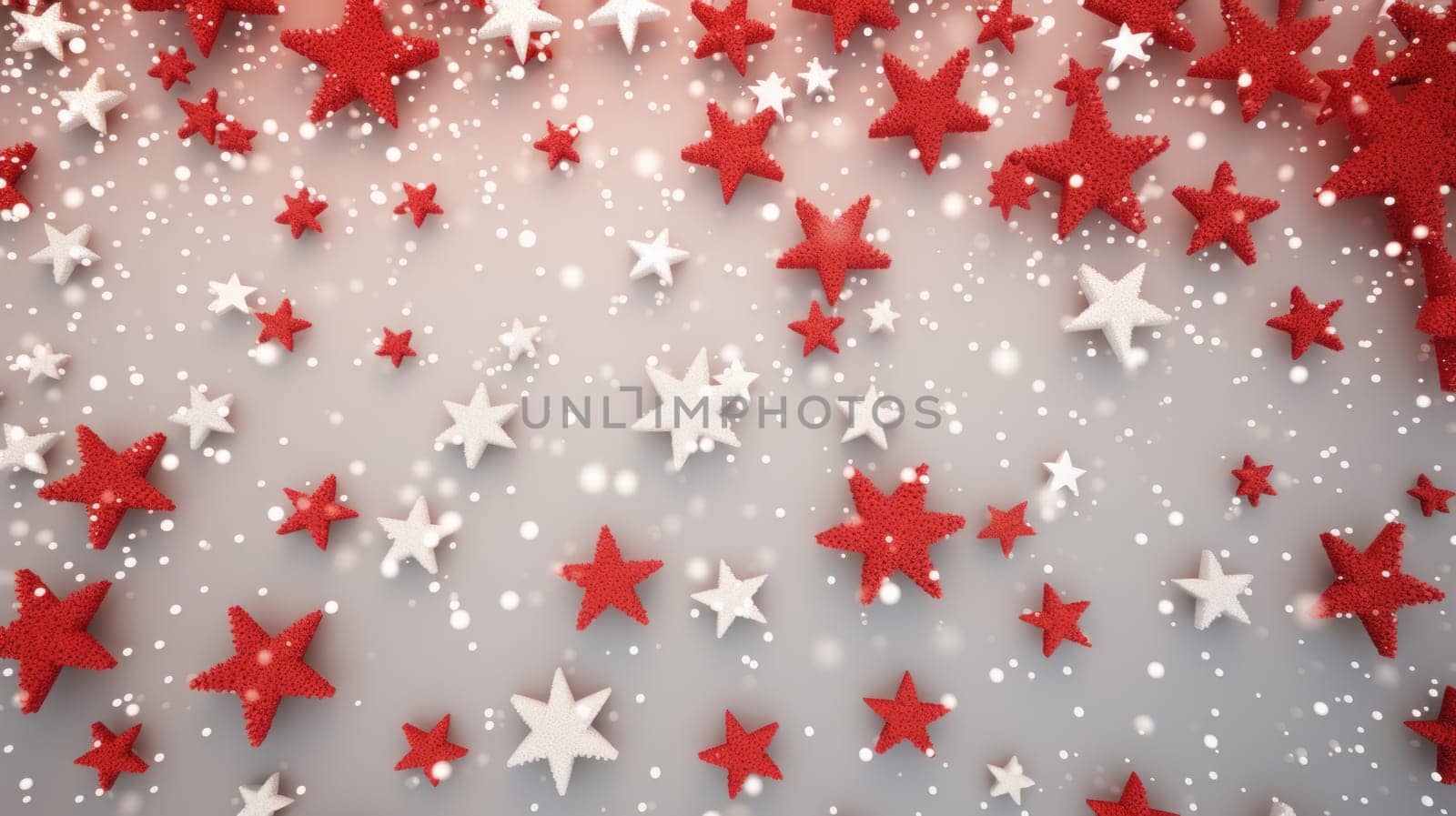 Red christmas holiday star background in red and white colours. Winter theme wallpaper. Artificial Art