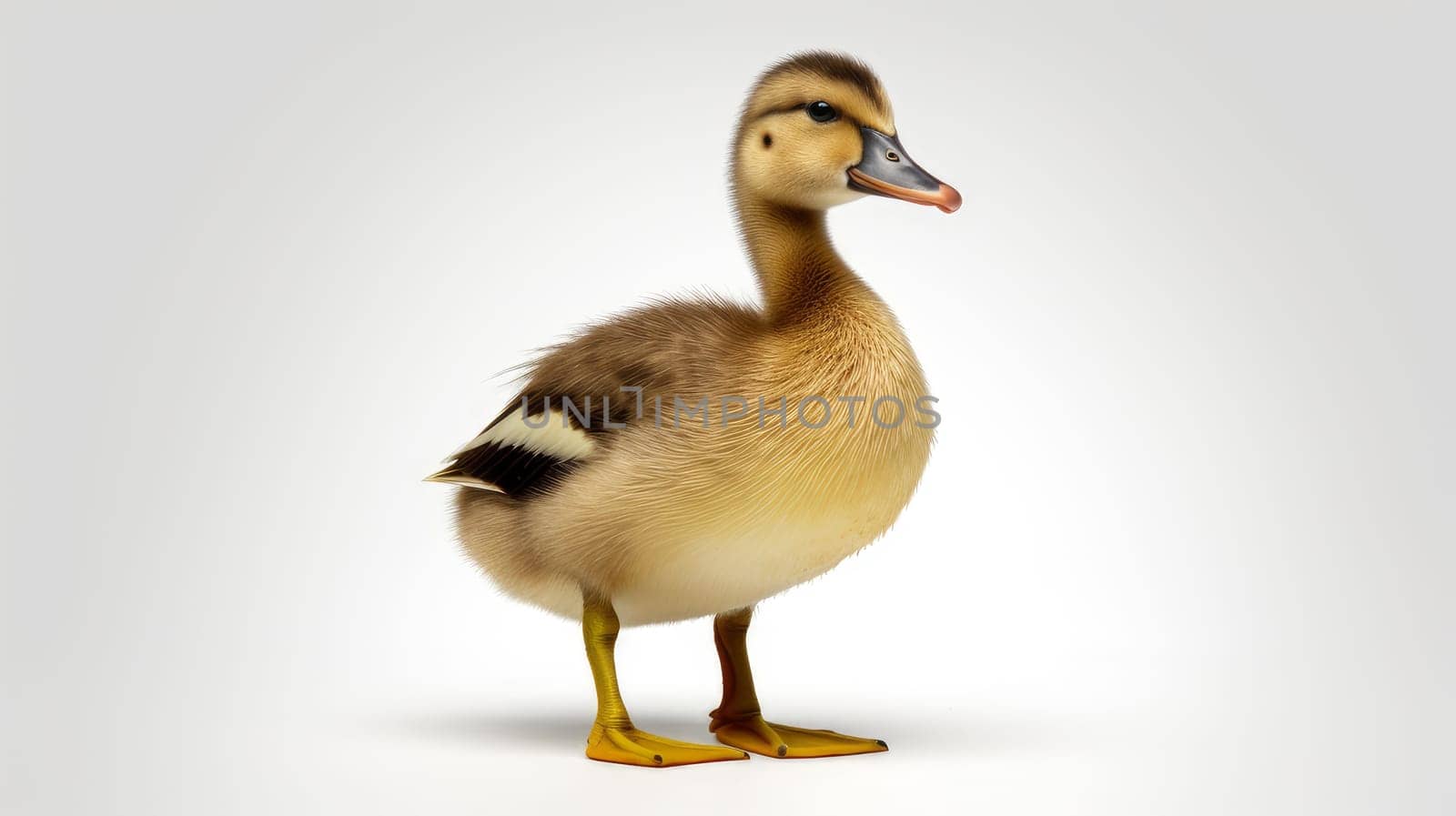 Baby Duck isolated on white background. Artificial Art