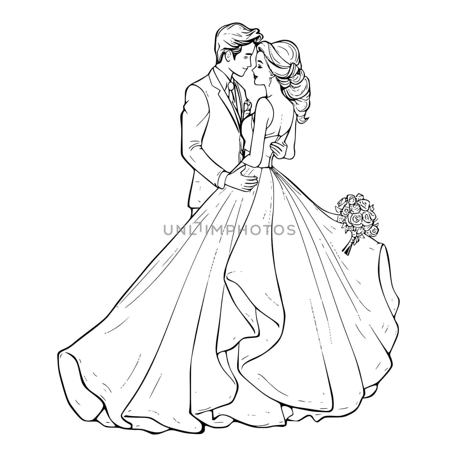 Bride And Groom Coloring Page For Kids