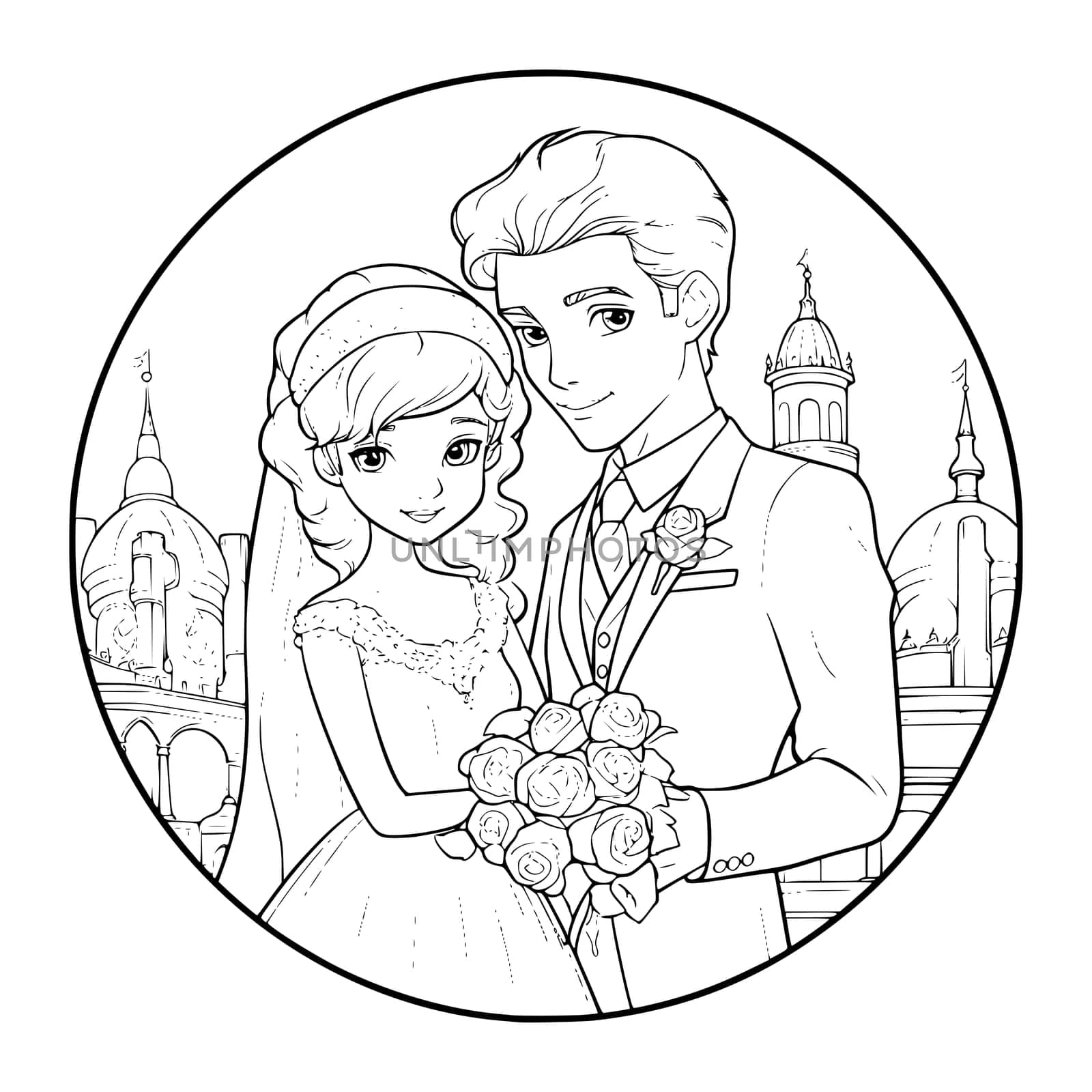 Bride And Groom Coloring Page For Kids
