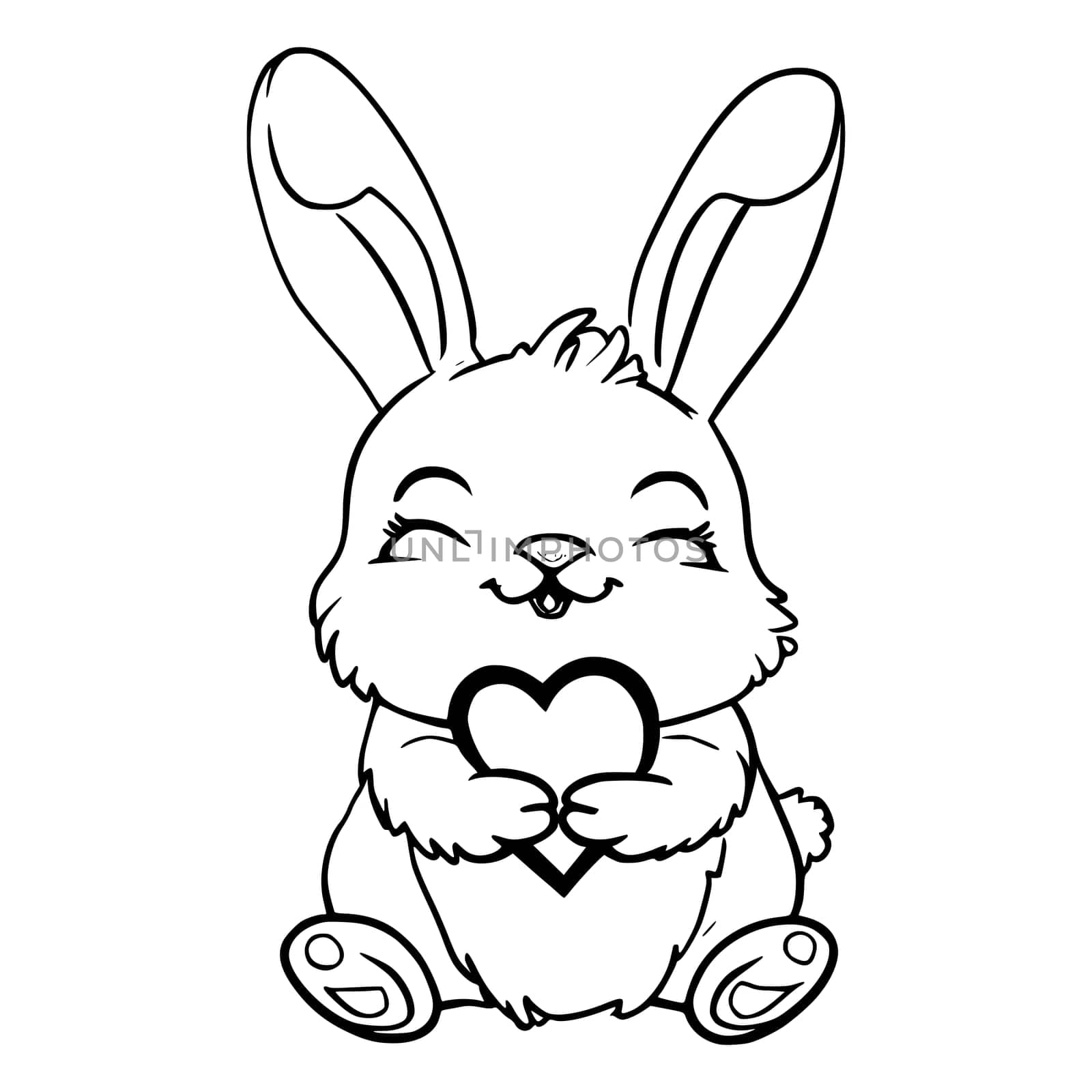 Bunny With Heart Coloring Page