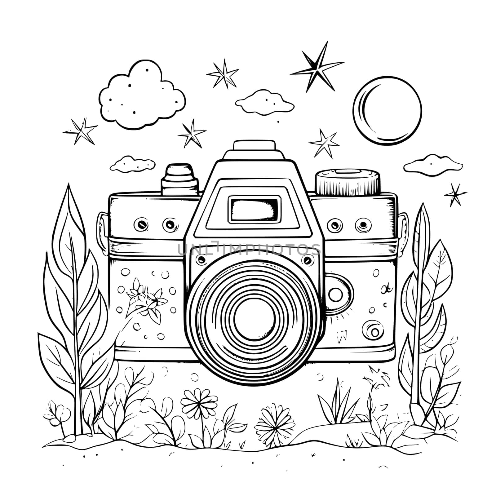 Camera Coloring Page Drawing for Kids