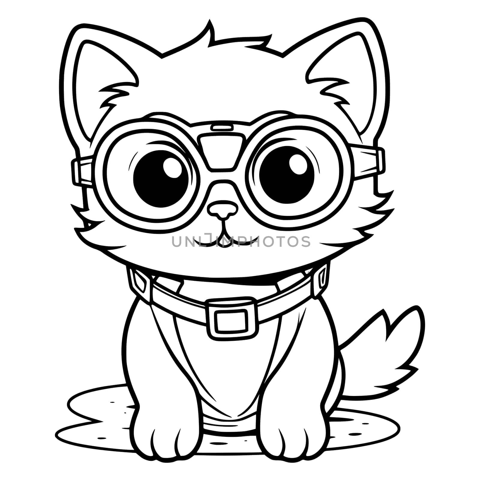 Cat Wearing Diving Goggles Coloring Pages