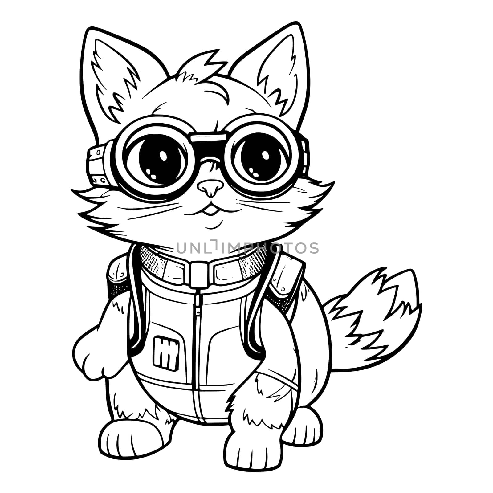 Cat Wearing Diving Goggles Coloring Pages