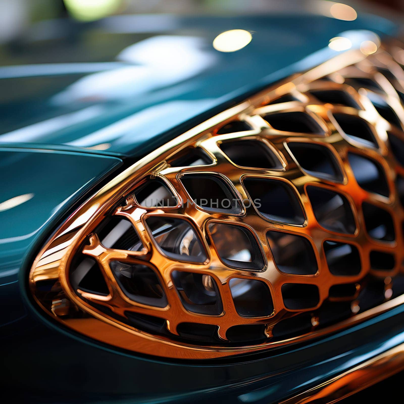 Abstract metal background.Decorative element of a futuristic car model.close-up