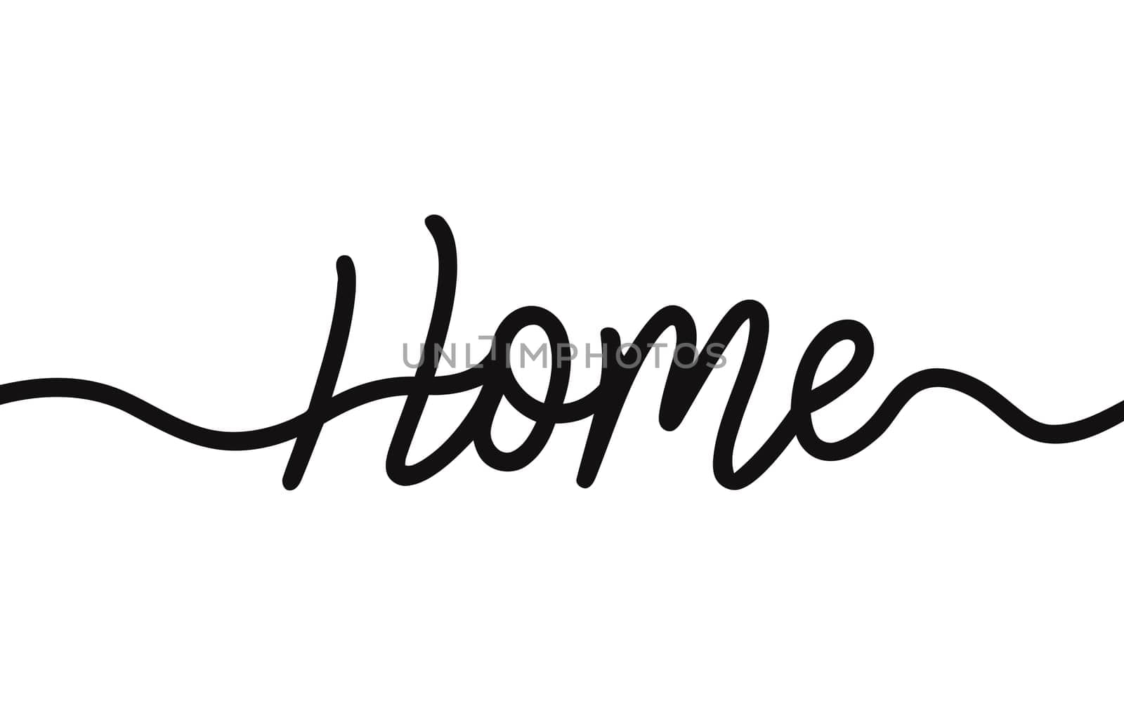 Continuous one-line elegant drawing of the inscription home vector image, typography