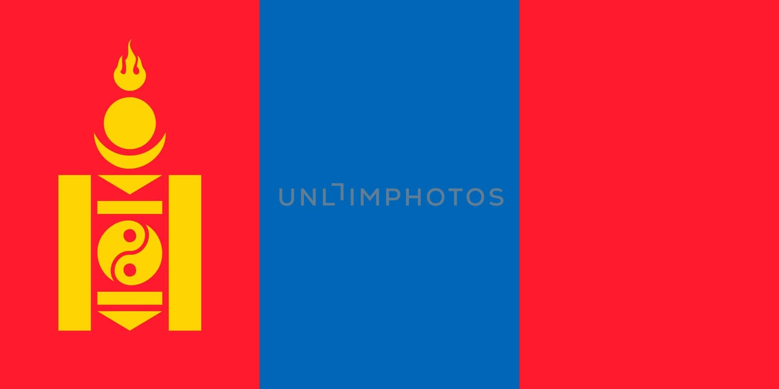National Mongolia flag, official colors and proportion correctly. National Mongolia flag. Vector illustration. EPS10. Mongolia flag vector icon, simple, flat design for web or mobile app.