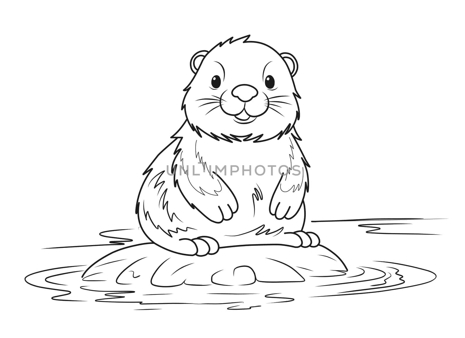Groundhog Day February 2nd. Cute baby animal beaver.Groundhog day coloring book.