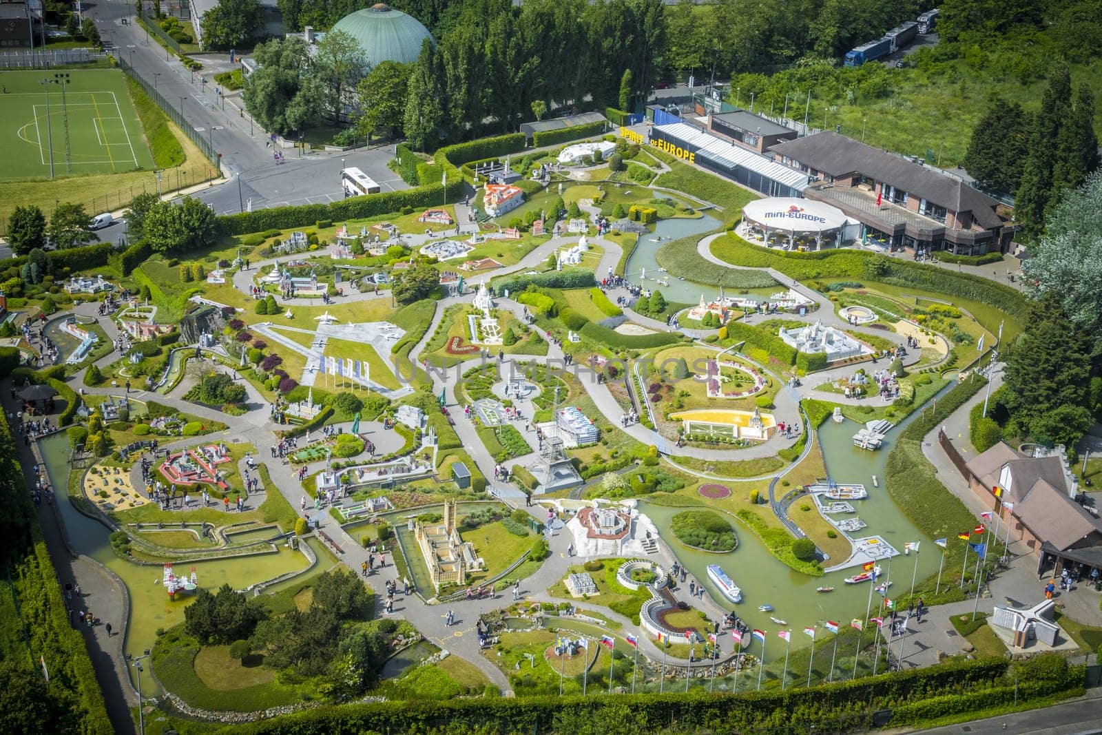 Brussels, Belgium, May 2023: View on Mini-Europe miniature park on Heysel plateau in the city of Brussels, Belgium