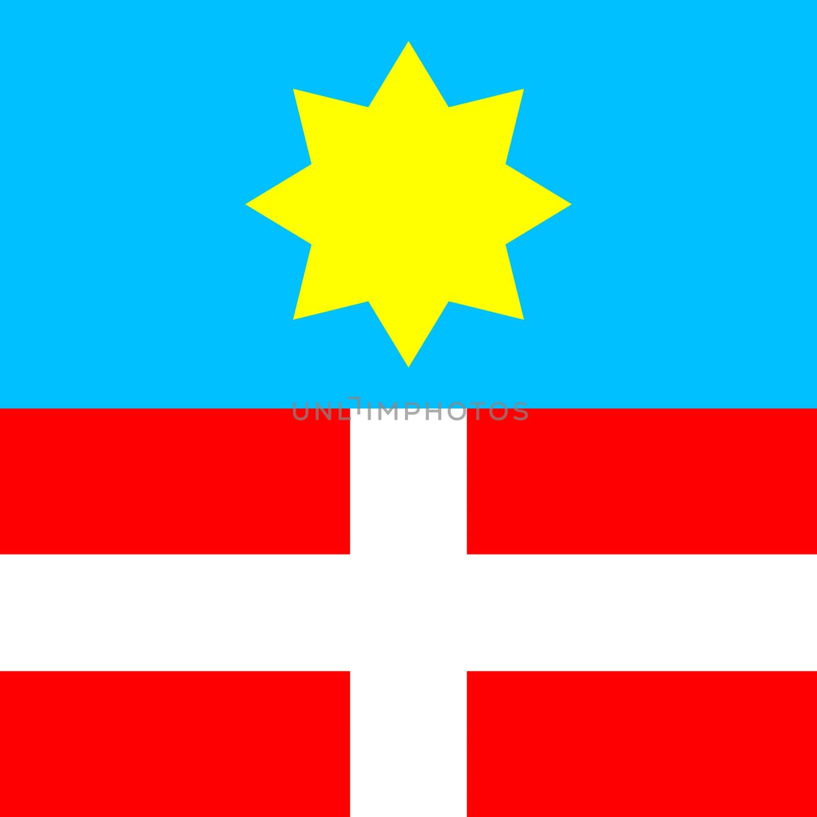 Vector realistic illustration of Ukrainian Pochaev's flag on a transparent background.