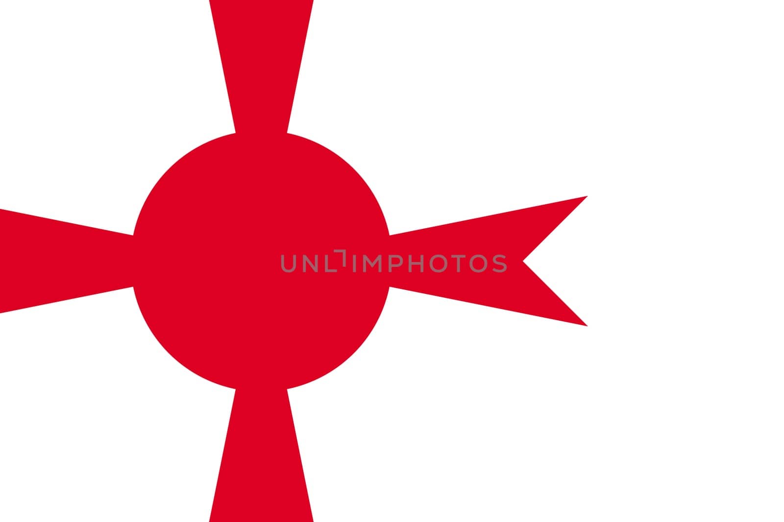 Flag of the Empire of Japan. The Rising Sun Flag brush concept. Horizontal vector Illustration of Naval flag, flown by ships of the Imperial Japanese Navy (1889-1945) isolated on gray background.