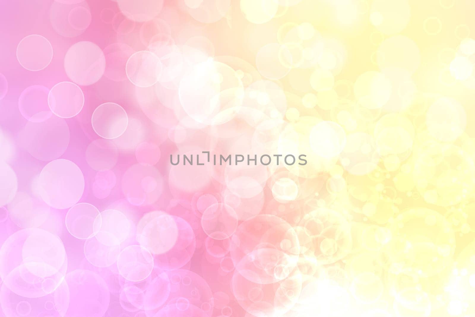Abstract blurred fresh vivid spring summer light delicate pastel yellow pink orange bokeh background texture with bright circular soft color lights. Beautiful backdrop illustration.