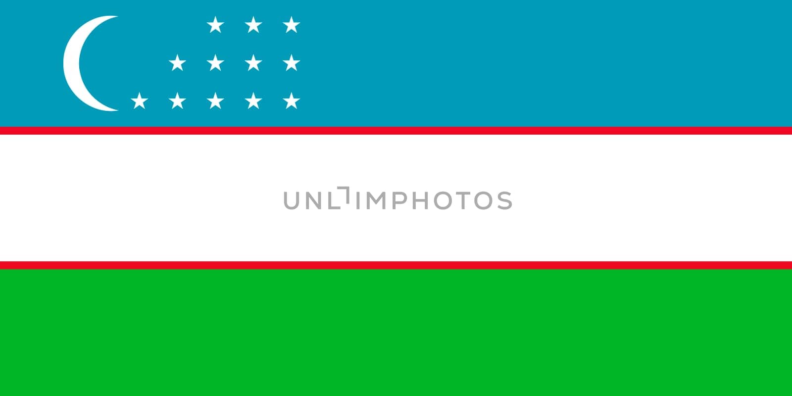 Flag of Uzbekistan. Vector illustration.