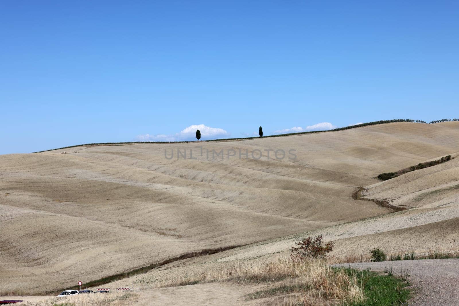 The rural landscape near San Quirico in Tuscany. Italy
