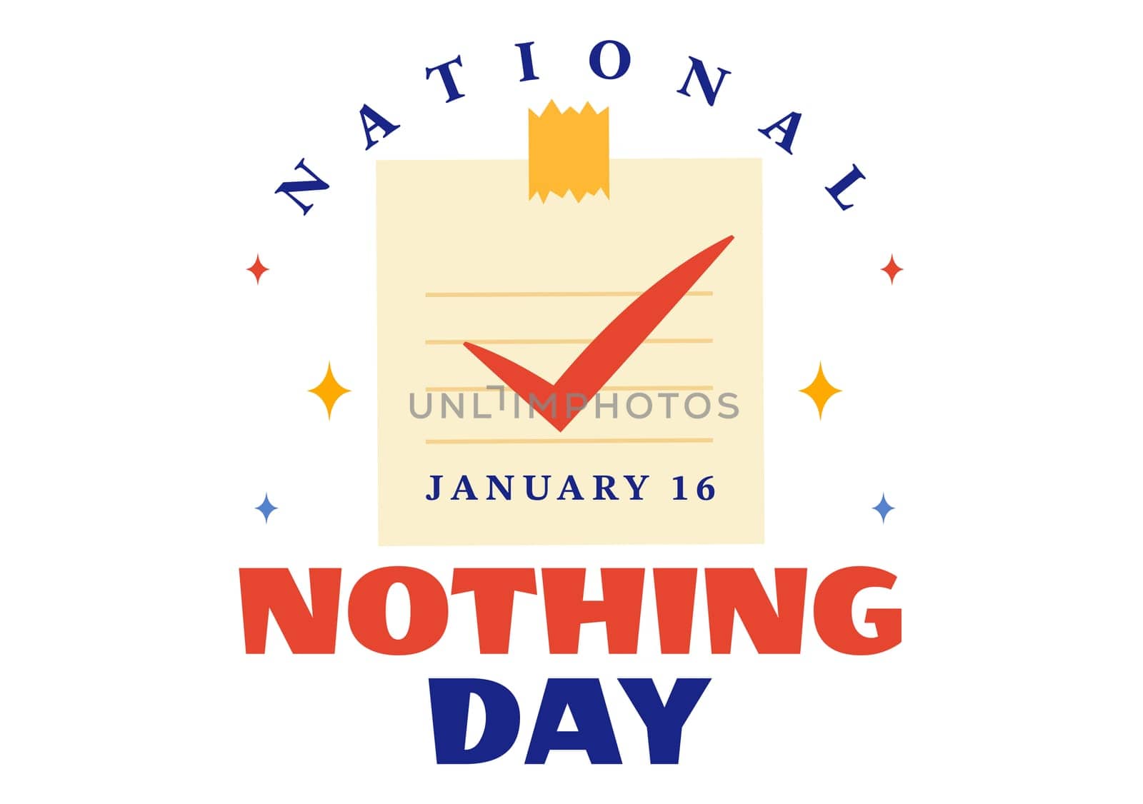 National Nothing Day Vector Illustration on 16 January of Day to Take a Break from the Hustle and Bustle of Everyday Life in Flat Cartoon Background