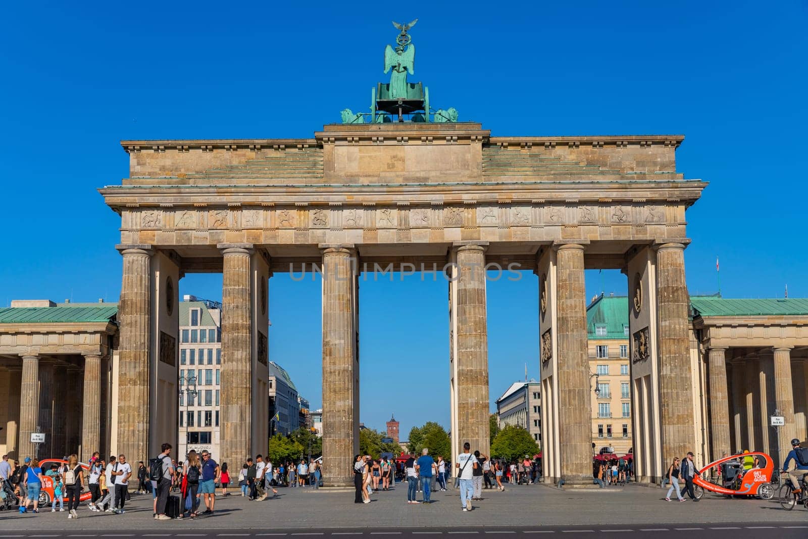 Berlin, Germany - August 11, 2023: Brandenburg Gate (Brandenburger Tor) in the center of Berlin, Germany