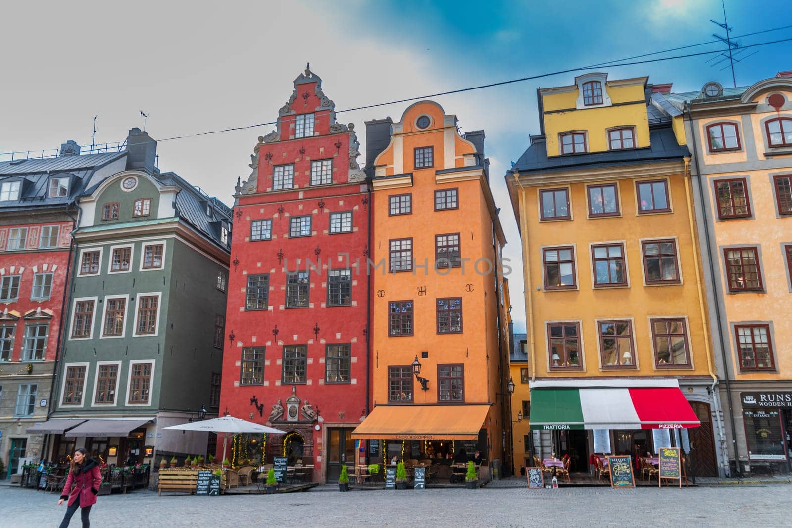 STOCKHOLM, SWEDEN- DECEMBER 23, 2020: Beautiful and colorful houses in the city center of Stockholm.