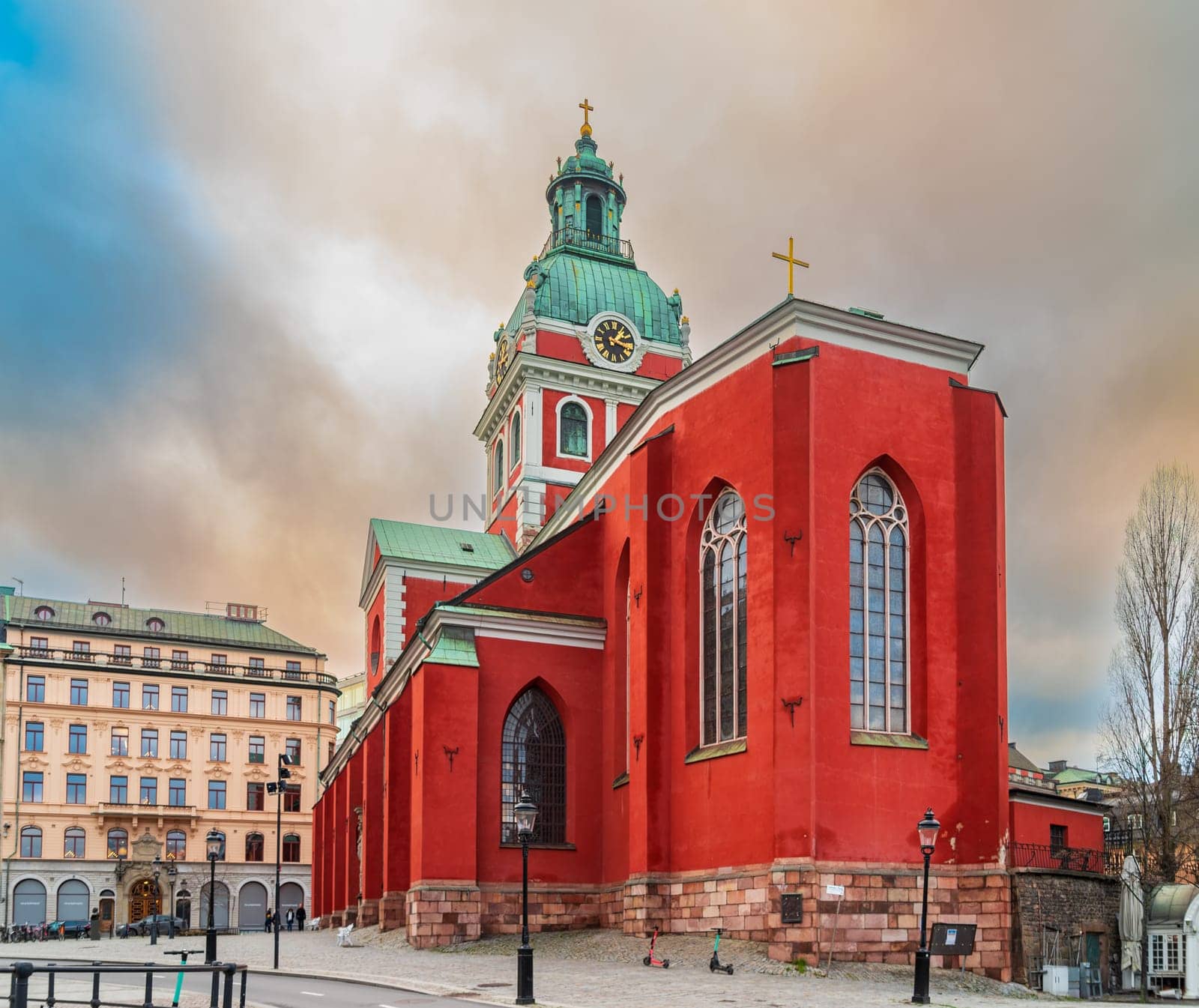 St JJames church (Sankt Jacobs kyrka) in the old city center of Stockholm, Sweden. The church took a long time to complete. Therefore it includes several architectural styles, such as late gothic, Renaissance and baroque.