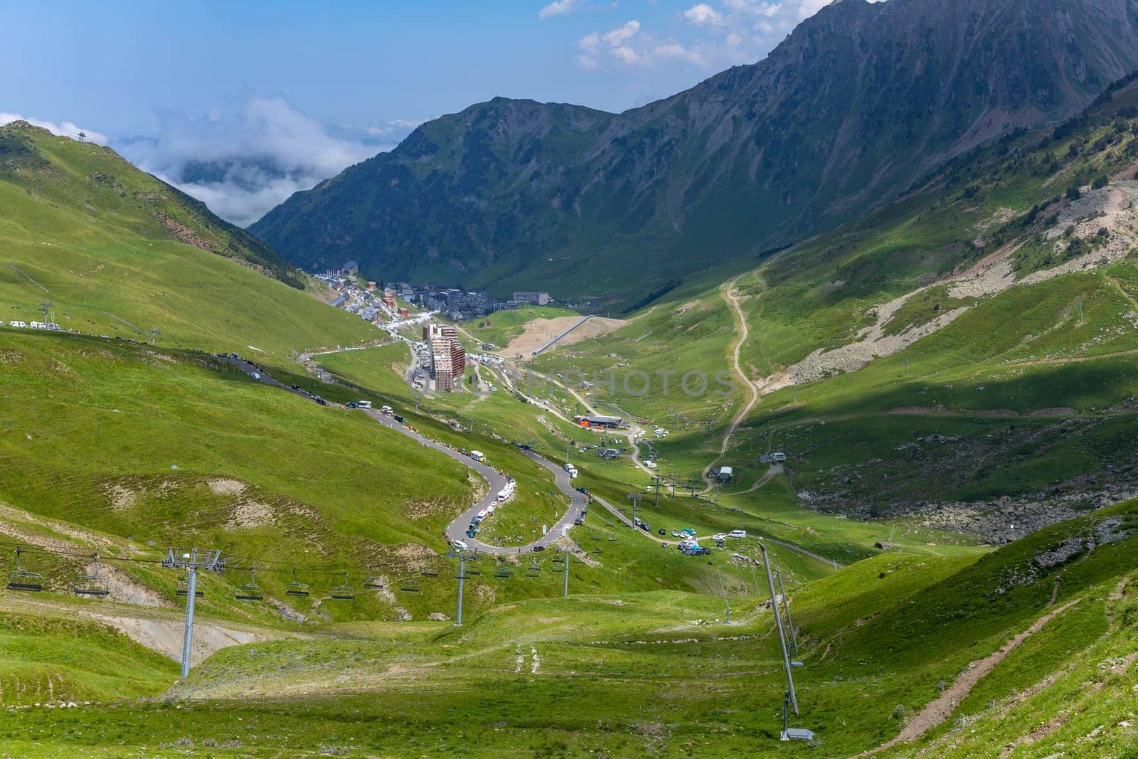 Mountain landscape near Col du Tourmalet in Pyrenees mountains. France.
