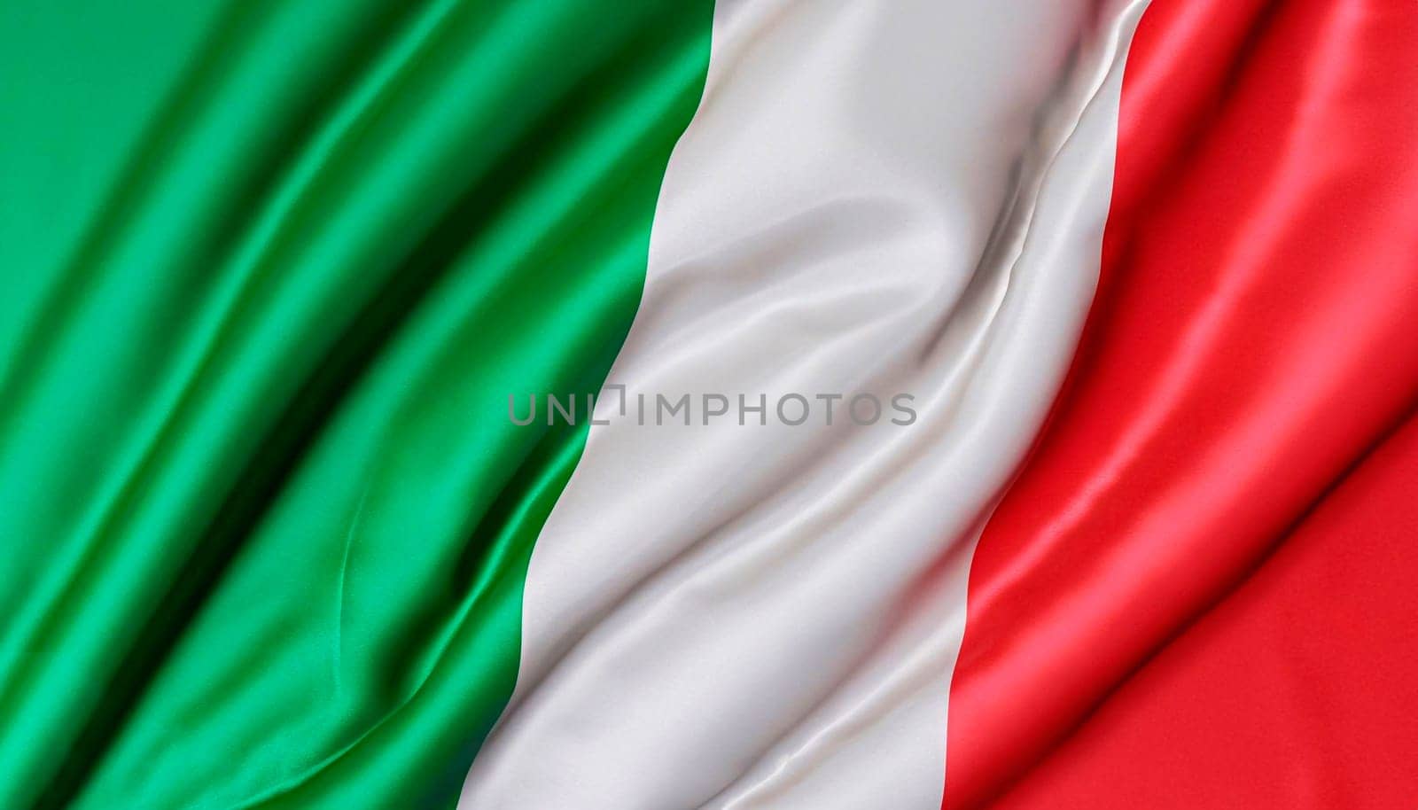 full framed italian flag floating in the wind exact colors